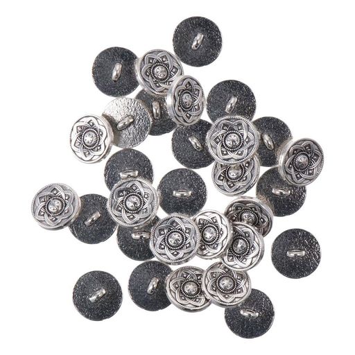 60個金属円形ボタン刻印パターン付きアンティークシルバーボタンレトロな衣類ボタンコート装飾DIY縫製用