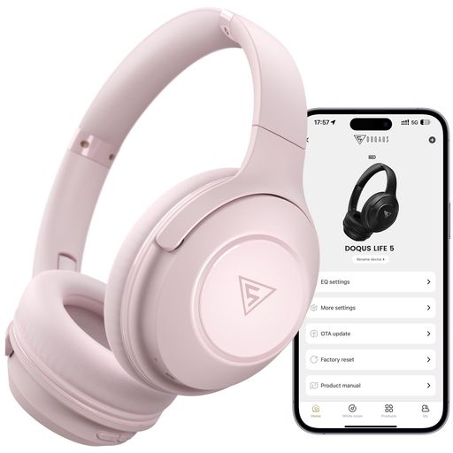 DOQAUS(ドカアス)ヘッドホンBluetooth5.3ワイヤレス最大70時間連続再生3EQモード有線無線両用AAC対応マルチポイントマイク内蔵密閉型オーバーイヤーPC・スマホ・ウォークマン対応軽量slim版LIFE5