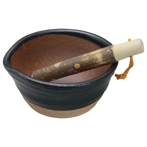 スズ木キッチンスタジオパンダ食堂櫛目のないすり鉢(すりこぎ付)ブラック9100-0100