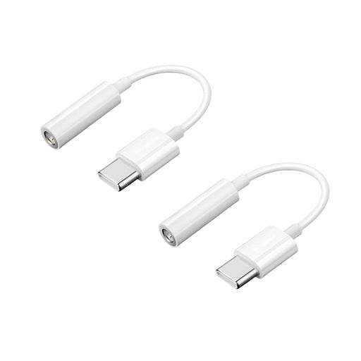 TypeCイヤホン変換アダプター(3.5mmtoTypeC)、iPhone15/16シリーズ、iPadPro、Android、TypeC対応機器に適用で音楽再生、リモコン操作、通話、音声入力、ライブ配信に対応。(2pcs白い)