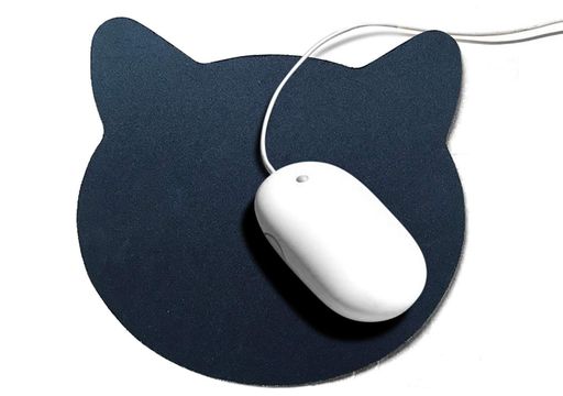マウスパッド猫個性的おしゃれかわいい猫耳の形柔軟ゴム製裏面パソコンPC用滑り止め耐久性が良いおもしろい黒ネコ柔らかいタッチ光学式マウス対応(24x21.5cm)