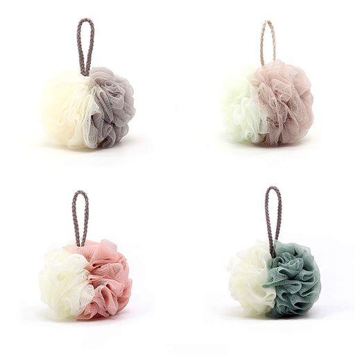 4個入ボディスポンジスペル色ボディウォッシュボールボディークリーナーシャボンボール背中も洗える泡..