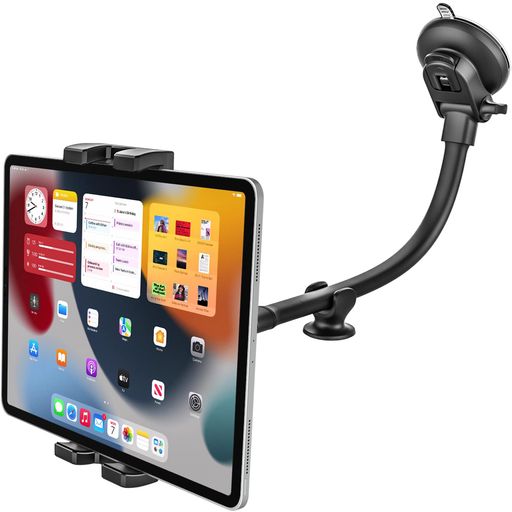 Cases - EXSHOWタブレットホルダーipad車載ホルダー33cm長いアーム超強力吸盤車載用タブレットスタンドフロントガラスタブレットアーム柔軟に曲げ360度回転片手脱着取り付け簡単タブレットとスマ…
