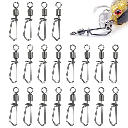 TVETEスイベルスナップリングタルサルカンスナップ釣りスナップ【20個38mm】T型スイベル合金黒ブラックスイベル釣り用品釣り具アクセサリー海釣り360°高速回転ルアー釣り淡水釣りフィッ…