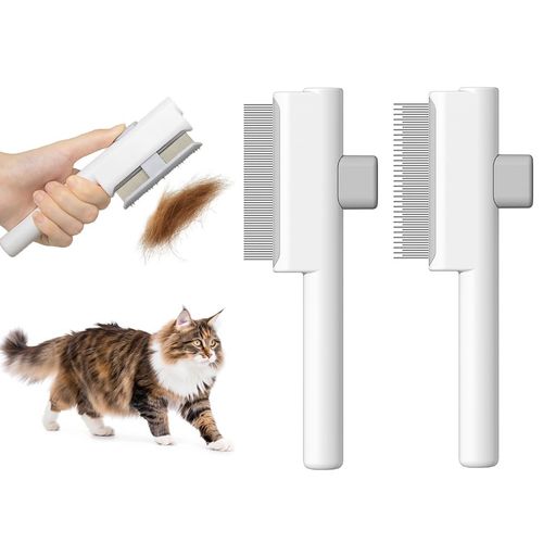 Marchul 2個猫用ブラシと犬用ブラシのセット。自動清掃機能付きノミ取りブラシは猫と犬の両方に適しています。猫用美容ブラシにはリリースボタンとステンレス鋼の円形金属歯が付属し、…