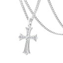 KRKC&COクロスネックレスメンズモアサナイト十字架ペンダントップシルバー9252点セット人工ダイヤキラキラチェーンネックレス金属アレルギー対応人気男性プレゼ...
