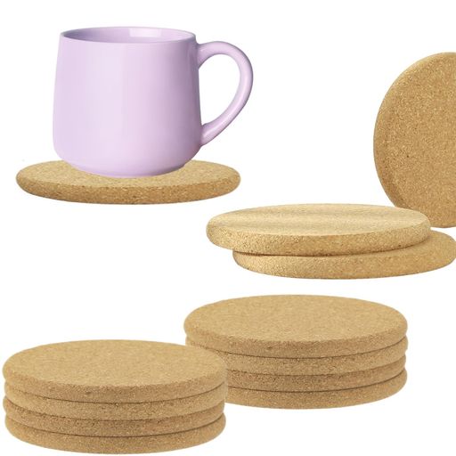 サムコスコースターコルク12個丸型プレーンコースター再利用可能なコルクサークル耐熱性吸水高密度グラスマグカップ適用マグカップ業務用自宅飲食店クラフトギフト(M)