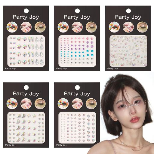 Neiangラインストーンシール5枚セットフェイスステッカー3D光るラインストーンデコシール貼り付け可能..