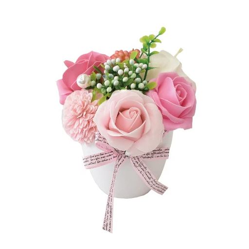 ポピー名古屋ソープフラワーシャボンフラワー造花ギフトプレゼントフラワーポットバラ陶器約15cmクリア..