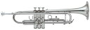 バックBachB音符フラットトランペットTR600銀メッキ仕上げ専用ケース付き