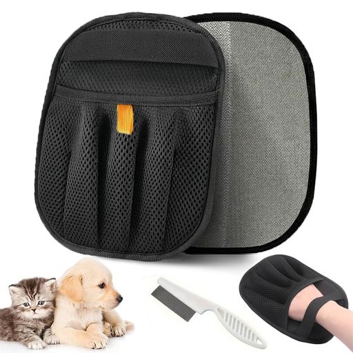 グルーミンググローブ犬猫の毛取り 毛取りグローブ&ノミ取りコ-ム犬 2点セット|静電気利用 抜け毛処理 手袋型 ペットブラシ 犬猫用 グルーミンググローブ 毛とりブラシ ペットの毛取り …