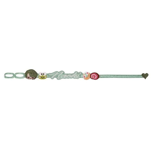 キュートな刺繍アクセサリー「My Favorite Lace Bracelet」 ◆サイズ 約24cm ◆素材 レーヨン、綿、ポリエステル 手洗い可 アイロン可 サンリオ男子のお気に入りがぎゅっと詰まったパステルカラーの刺繍ブレスレット。金属アレルギーの方にもオススメです