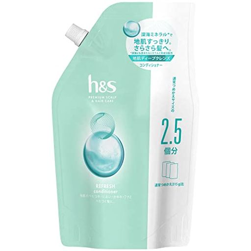 リフレッシュ h&amp;s コンディショナー つめかえ 大容量 800g リフレッシュ エイチアンドエス 【製品特長】地肌のべたつき・におい・かゆみ・フケとべたつく髪に。 【地肌とヘアケア】地肌すっきり。さらさら髪へ。 【地肌ディープクレンズ】h&amp;sの深海ミネラル*が、毛穴の奥まで浸透。 *深海にも含まれるミネラルと同成分配合 【香り】すっきり爽やかな果実と、上品な花々の香り