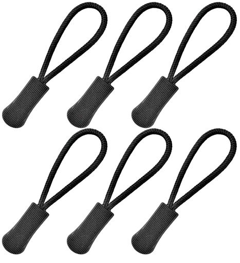 LONG-MOUNTAINSジッパータブ楽々開閉ユニバーサルジッパープル6個セットブラック