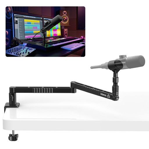 【角度調整】スプリングのないアーム式スタンドです。アームの長さは上部と下部が500mmで、可動距離480mmのスペックを有しています。マイクロホンアダプター、エルボージョイントアーム、底部関節アームの水平回転範囲は360°です。未使用時にはコンパクト折りたためるので、デスクのうえを広く使うことが可能。モニタースクリンの下部から伸び、見渡す限りのスペースを節約でき、低いところに作業可能。 【クランプ式台座】取り付け用のC型クランプ50mmまでの厚のデスクに設置できます。頑丈に固定できるため、アームの位置調節の際に発生しがちな、ぐらつきや軋み音を軽減します。または保護パッド付きでクランプの取り付け部がキズ付くのを軽減します。マイクを傷から守るため、マイククリップはABS製で、サイズは100*45*26mmで、クランプ範囲は26-45mmです。 【アルミ合金素材】耐荷重が2kgがあり、コンデンサーマイクなどさまざまなマイクに対応しています。アーム部分は航空アルミ合金を採用し、高精度なCNCで加工し、表面はスプレーとアルマイト処理を施し、耐久性があり、全体的にもっと質感があります。