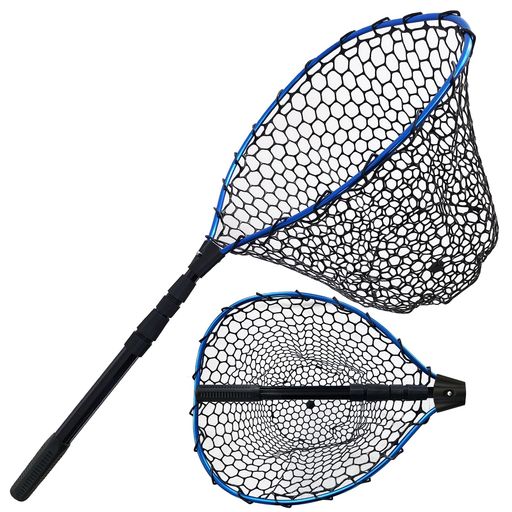 PRO FISHING 伸縮式 162cmゴム製のフィッシングネット ランディングネット 中型~大型魚対象/軽量アルミボディ携帯用です します 淡水/海水両用 フィッシングたも ガサガサ網 ヘキサネット タ…