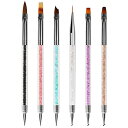 ネイルブラシネイルドットペン6本セットジェルネイルブラシフラット平筆極細ライナーブラシスカルプネイルアートブラシネイルアートペン可愛いラインストーンジェルブラシ