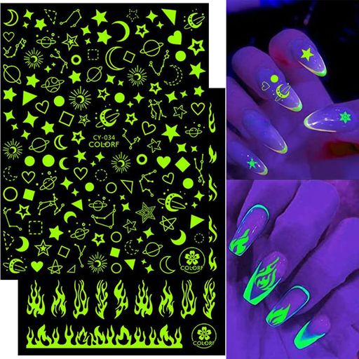 発光ハロウィンネイルステッカー星月蛍光ステッカー暗闇で光る自己粘着ハロウィンネイルアートステッカー自己粘着ハロウィンネイルステッカー