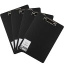 ife2キククリップボードA4オフィス筆記用ハードボード会議パッドフォルダバインダークリップファイル事務用品お会計ボード4個セット(ブラック)(3)