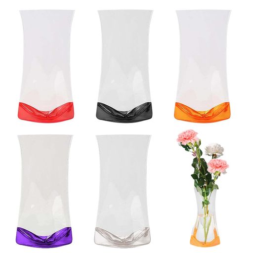 【商品仕様】折りたたみ式花瓶*5(ブラック、レッド、オレンジ、パープル、透明)、高さは24cm、PVC素材で作られており、透明で持ち運びが便利です。 【PVC素材】この花瓶は高品質のPVC素材で作られており、洗うのが簡単で、透明度が高いだけ...