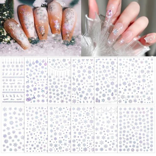 CHISAFLYネイルシール雪の結晶シルバー12枚セットネイルシール冬雪雪の結晶クリスマスウインター CHISAFLYネイルシール雪の結晶シルバー12枚セットネイルシール冬雪雪の結晶クリスマスウインター