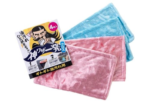 日本クリンテック(Nihon Clean tech) 神ワザ一発クロス 4枚入 幅25cm 長さ15cm レーヨン繊維 キッチン レンジ コンロ 水だけで油汚れ落とし