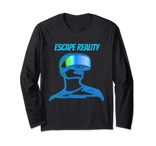 VIRTUAL REALITY VR HEADSET GAMING TECH GEEK ESCAPE REALITY 長袖Tシャツ VIRTUAL REALITY VR HEADSET GAMING TECH GEEK ESCAPE REALITY 長袖Tシャツ