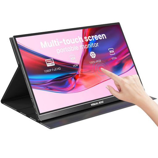 Visual Beat モバイルモニター タッチ搭載 15.6インチ FHD 1080P IPS液晶 HDR USB-C・HDMI接続 USB2.0 VESA規格 スマートカバー デュアルスピーカー搭載