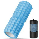 フォームローラー筋膜リリース300KG耐荷重セットフィットネストレーニング器具筋肉ほぐしローラーストレッチ用品エクササイズ持ち運び便利収納袋付き(ライトブルー)