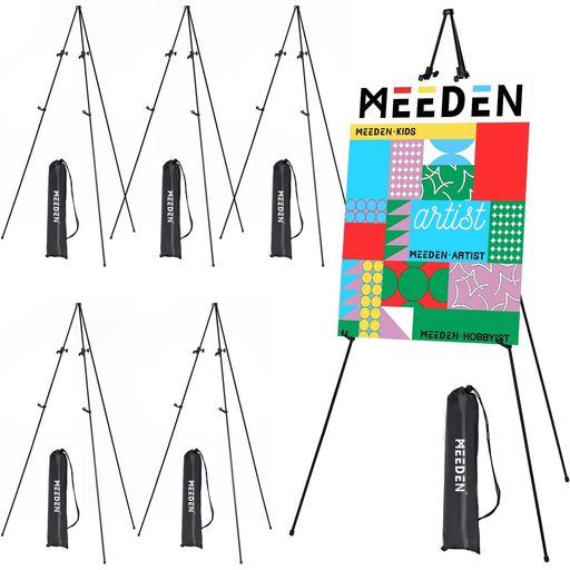 MEEDENイーゼルメタル製展示用高さ160cm折りたたみ式3段式軽量収納袋付き三脚イーゼルイーゼルスタンド装飾、看板、ポスター、イベント用耐荷重約4.5kg6...