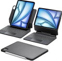 ESRIPADAIR11インチ用キーボード付きケース(M3/M2、2025/2024)AIR(第5/4世代)&PRO11インチ(第4/3/2/1世代)マグネット式スタンド縦向き/横向きモード脱着可能保護ケースブラック(2)