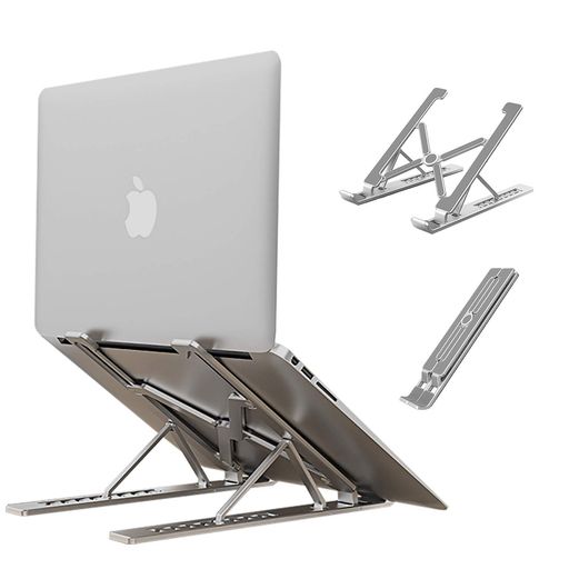 ノートパソコンスタンド7段の高さ調節可能PCスタンド折りたたみ式ラップトップスタンドアルミ製ノートパソコン冷却40KG荷重10~17.3インチに対応姿勢改善放熱性軽量持ち運びに便利(銀色)