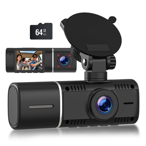 ドライブレコーダー1.5インチ1080Pどらいぶれこーだー小型ドラレコ24時間駐車監視150度 150度広視野角超暗視機能車前 車内一体型WDR機能ノイズ対策済みLED信号機対応ループ録画64GBカード付…