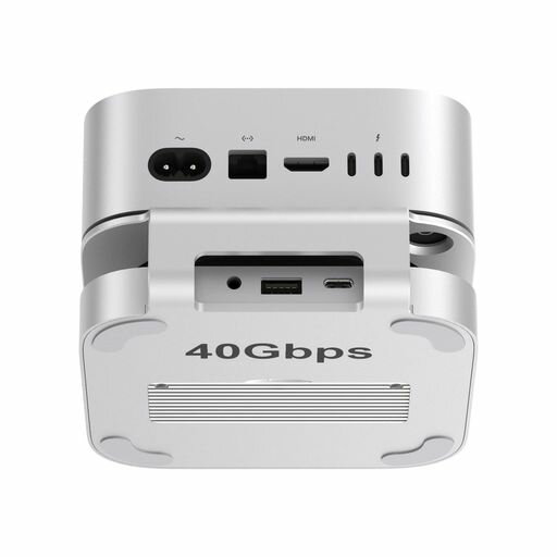 Qwiizlab 40Gbps Mac mini M4/M4 Pro スタンドハブ USB4 NVMe SSDエンクロージャ付き USB-Cホスト 3 USB-A 2.0 3.5mmオーディオ M.2 PCIe最大8TB対応 Thunderbolt