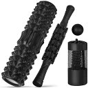 フォームローラー筋膜ローラーミニ30cmx8cm指先のようなマッサージ初心者超軽量筋膜ローラー軟質EVAマッサージローラーストレッチポールローラー二つのモードソフト収納袋付き(ブラック)