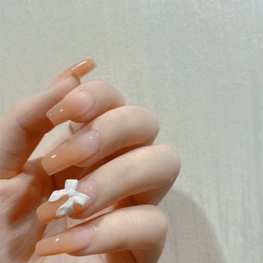 24pcs蝶结び装飾長いネイル可愛いネイルチップフレンチ・ネイルチップソリッドカラーバレエシューズの形