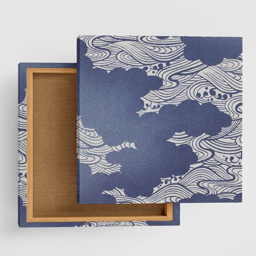 和着物アートパネル57cmx57cmLサイズ日本製ポスターおしゃれインテリア模様替えリビング内装ブルー幾何学ファッションファブリックパネルpat-0243-L