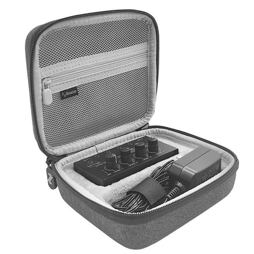 Musiinハードシェルポータブル収納バッグ-ケーブル収納付きトラベルケース、EVA素材、耐衝撃・防水、BehringerHA400に対応