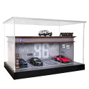 cxiiuui1/64ミニカー収納ディスプレイケース2層駐車場カーモデル木製収納ケースLED照明付き透明アクリルカバー付きコレクションケース11パーキングスペー...