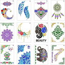 Getrays12枚セット花のボーダー描画テンプレート、洗濯可能再利用可能な木製壁アートデザイン用ペイントテンプレート絵描き道具、DIY花羽月象曼荼羅ステンシル手帳用テンプレート絵画塗…