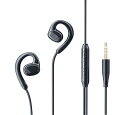 【新登場】耳掛けイヤホン有線3.5mmジャックマイク付き音量調整落ちにくい外れないながら聴きクリア通話ゲーミング(黒)