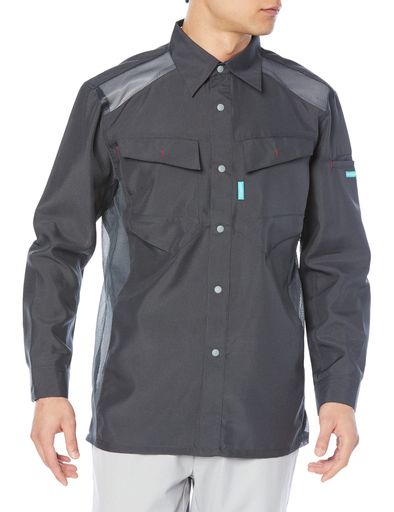 [コーコス信岡]6518涼風シャワー長袖シャツチャコールM