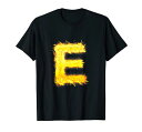 手紙Eサインアルファベット名字母音火炎プレゼントTシャツ