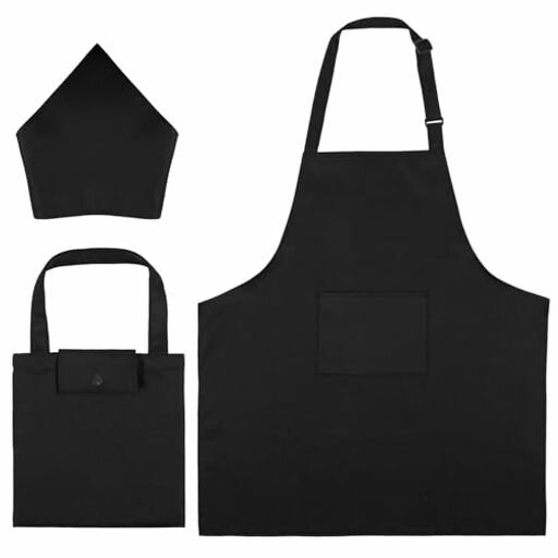 [Hitchlike]エプロン子供用三角巾収納バッグ付き3点セットキッズエプロン小学生用男女兼用無地撥水加工..