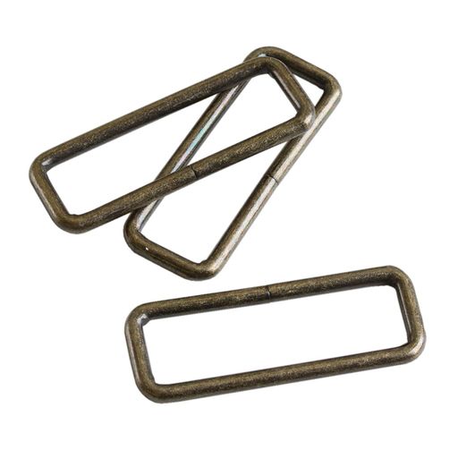 四角型のカン。手芸用バッグやポーチ作り、レザークラフト用のジョイントパーツ カラー:アンティークゴールド サイズ:内側幅35mmx高さ10mm、径:約φ2mm 対応幅:35mm 入数:30個入