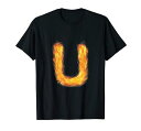 手紙Uサインアルファベット名字母音火炎プレゼントTシャツ
