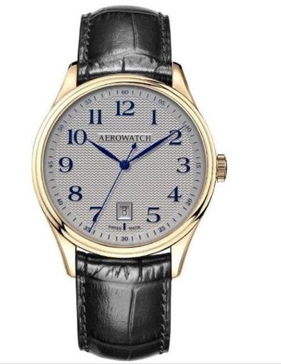 [アエロウォッチ]腕時計デイトスイス製A42102JA05メンズブラック