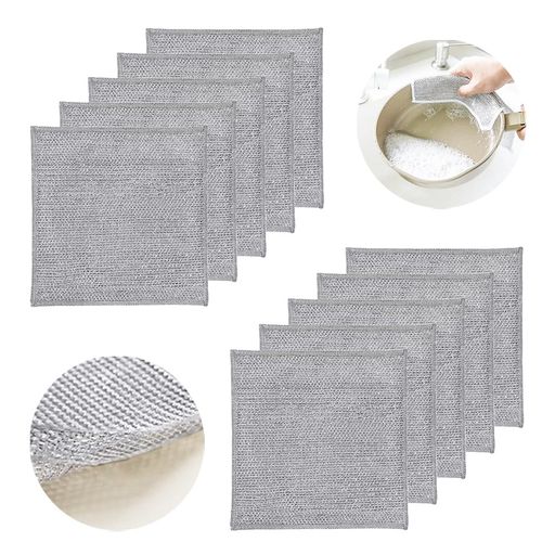 リバーシブル竹炭キッチンクロス竹炭クロス油汚れをかきとる用のワイヤーふきん食器洗い用メッシュふき..