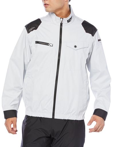 [空調風神服]ジャケットEBA503761-シルバーグレーxブラックS