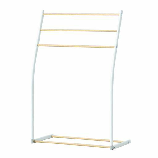 永井興産スマートタオルスタンドタオル掛けハンガースリム軽量木目柄ホワイトNK-540